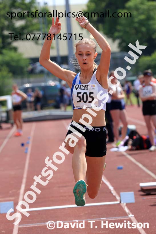 Womens Under-17s Triple Jump, 2024 North Eastern Track and Field Champs., Middlesbrough.  Photo: David T. Hewitson/Sports for All Pics